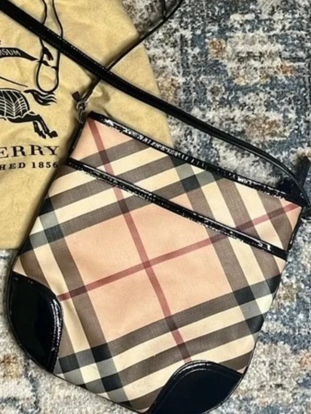 BURBERRY DRYDEN NOVA CHECK CROSSBODY BAG / BLACK PEWTER - Picture 5 of 7